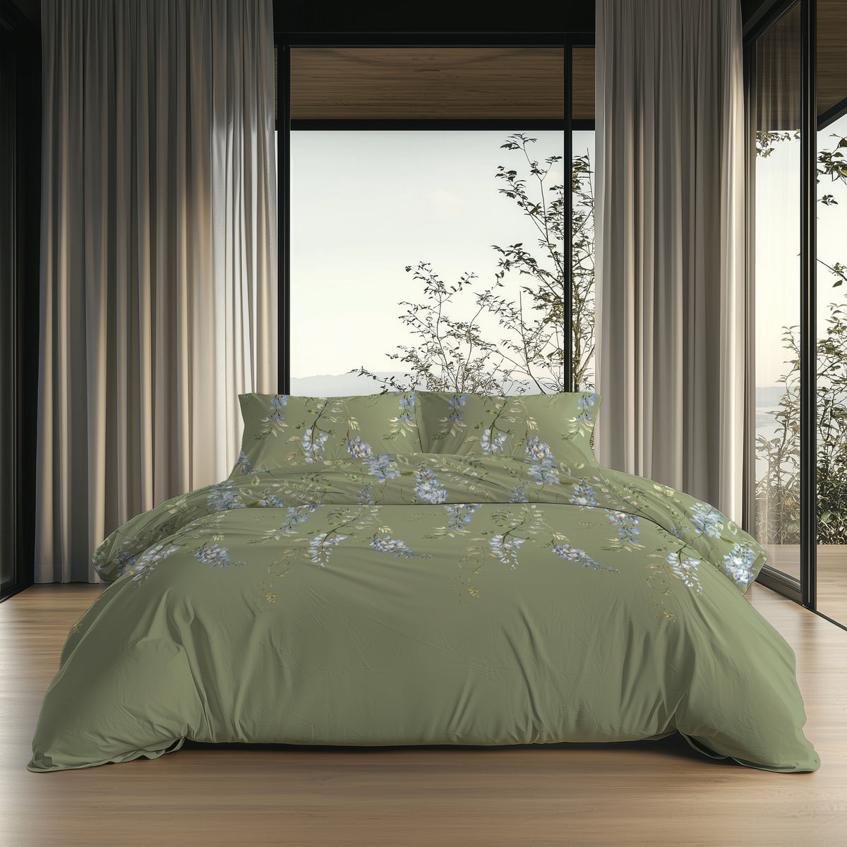 Dekbedovertrek Isla Moss Green - 100% Katoen-Flanel