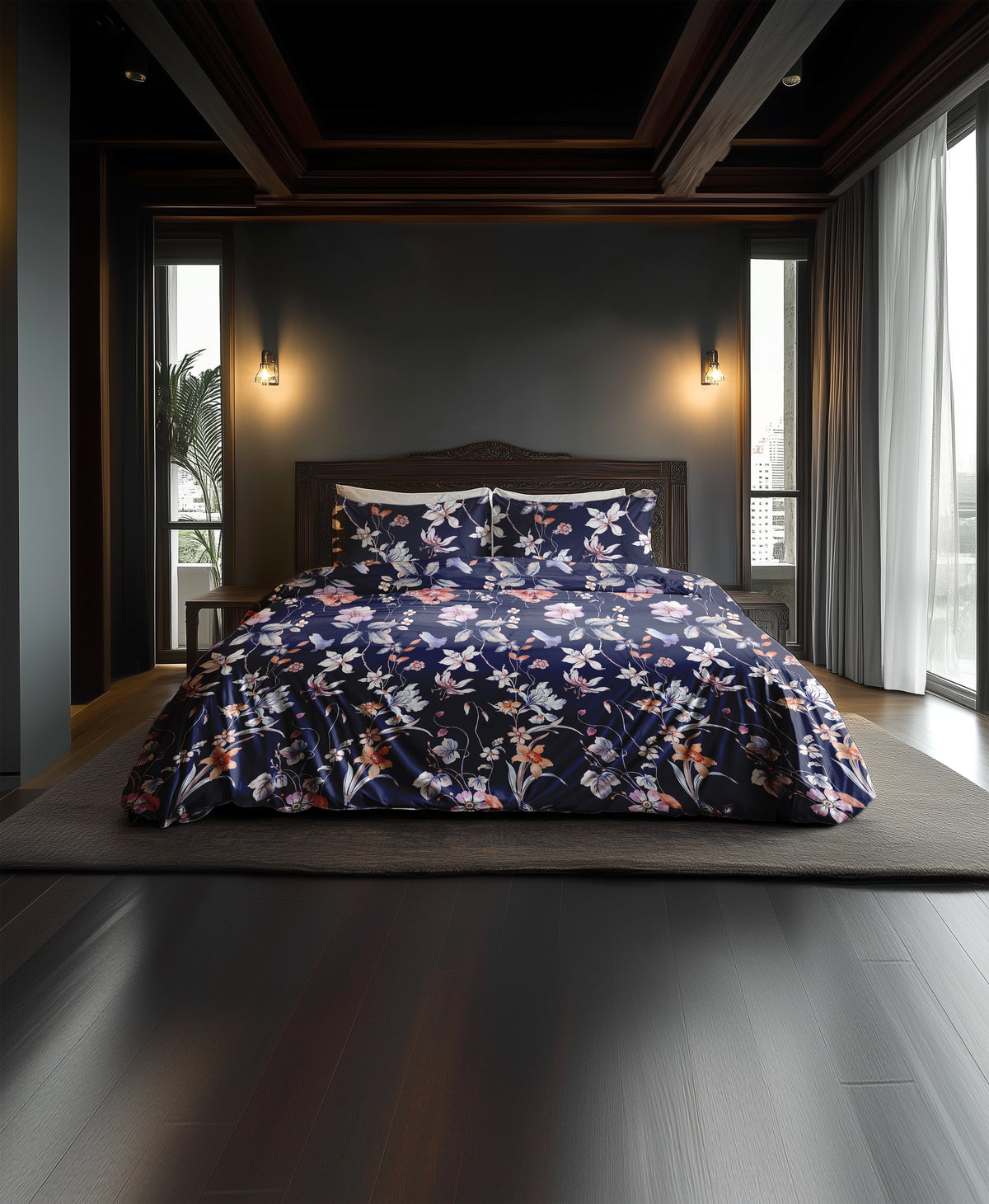 Dekbedovertrek Suda Charcoal Purple - 100% Katoen-Flanel