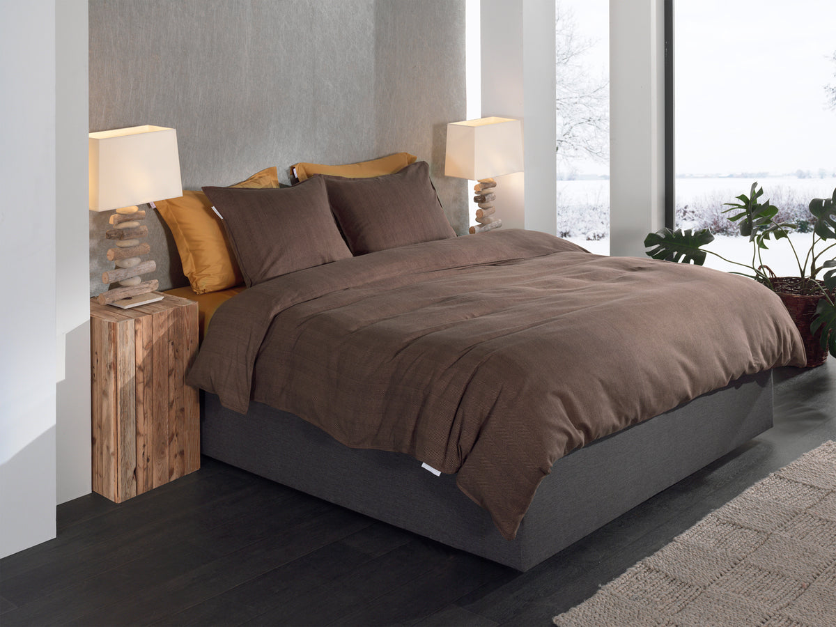 Heckettlane Dekbedovertrek Spina Coffee Quartz - 100% Katoen-Flanel