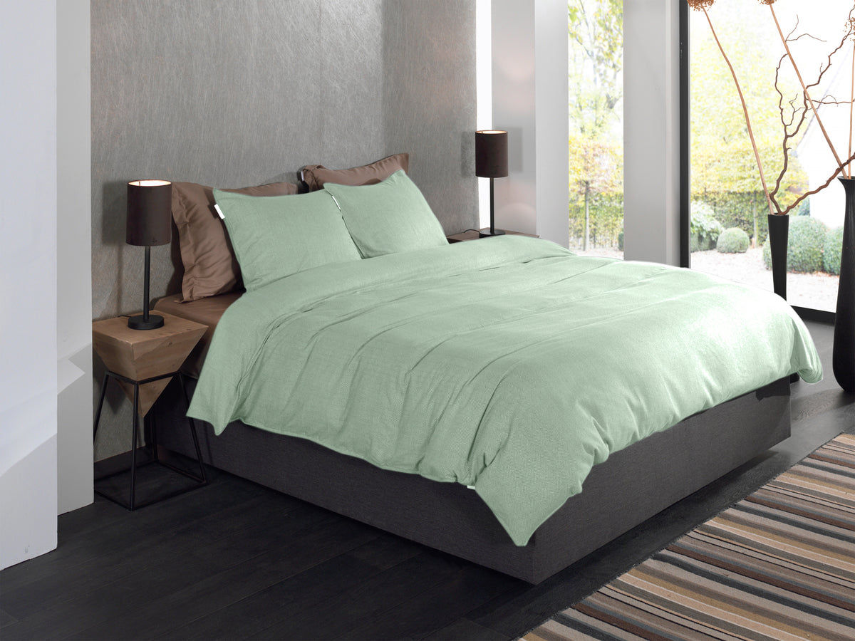 Dekbedovertrek Spina Laurel Green - 100% Brushed-Cotton