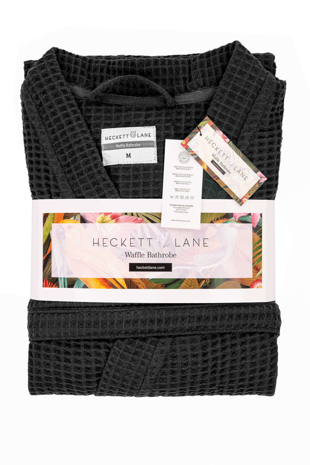 LINNICK Wafel Badjas Kuitlengte - black - M - Lion Beddenshop LINNICK Wafel Badjas Kuitlengte - black - M - Lion Beddenshop