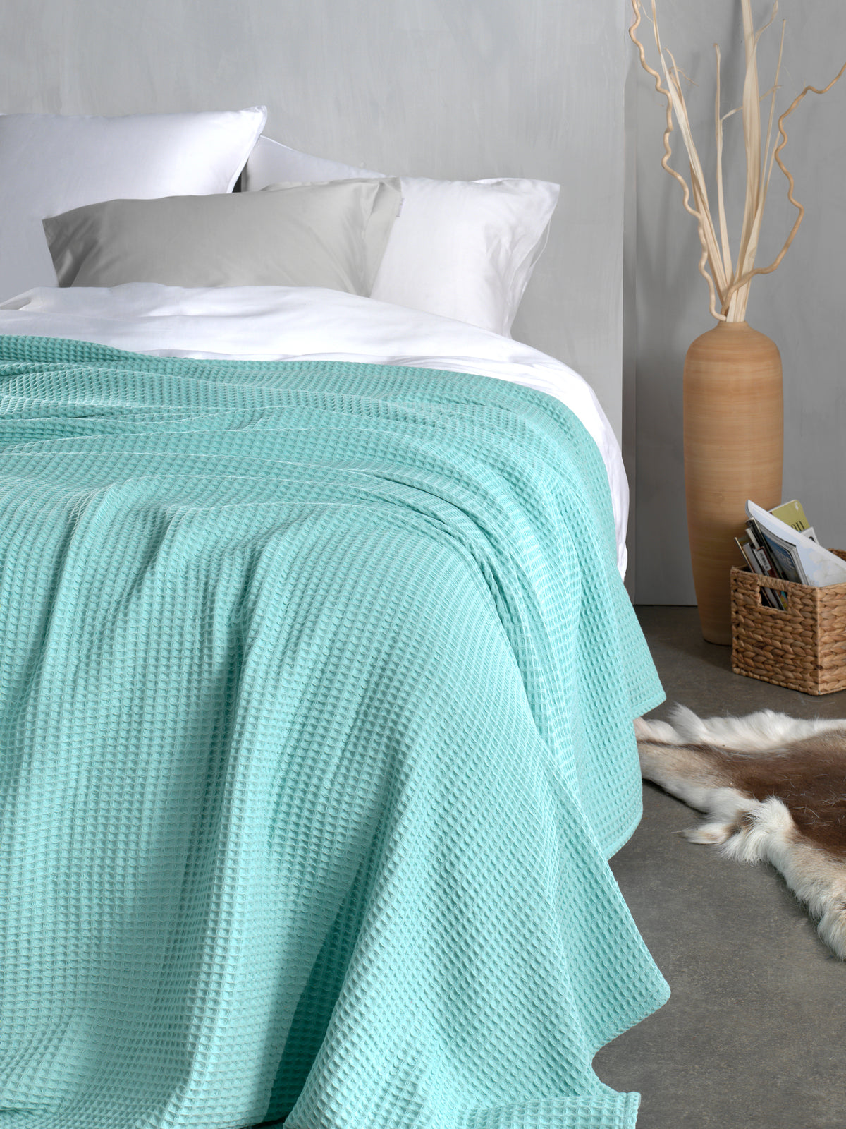 Sprei Wafel Sea Green - Gerecycled Katoen